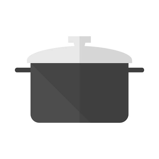 Icône de casserole de cuisson dans un style de couleur plate