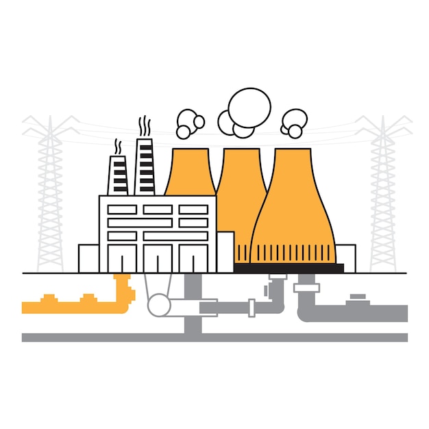 Vecteur icône de centrale nucléaire ou thermique