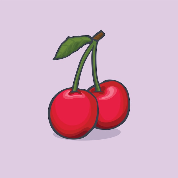 Icône cerise isolée Illustration vectorielle avec couleur simple de dessin animé de contour