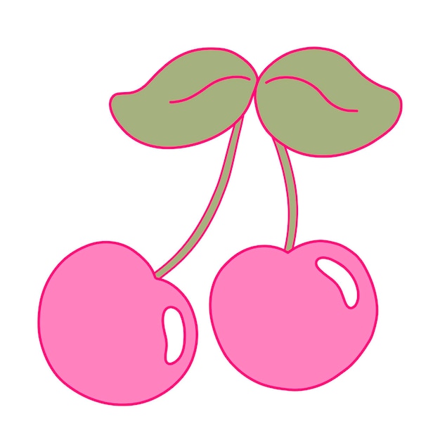 Icône de cerise rose dans le style de dessin animé Nostalgie pour l'illustration vectorielle de style 2000 ans Y2k