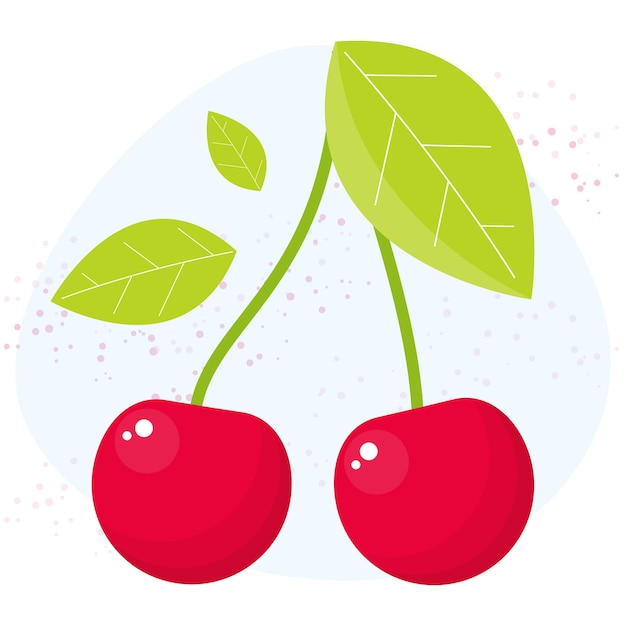 Icône de cerise de vecteur Illustration de dessin animé plat