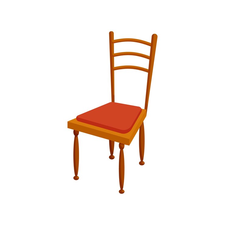 Vecteur icône de chaise marron en style cartoon sur fond blanc