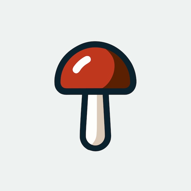 Vecteur une icône de champignon minimaliste avec un dessus rouge