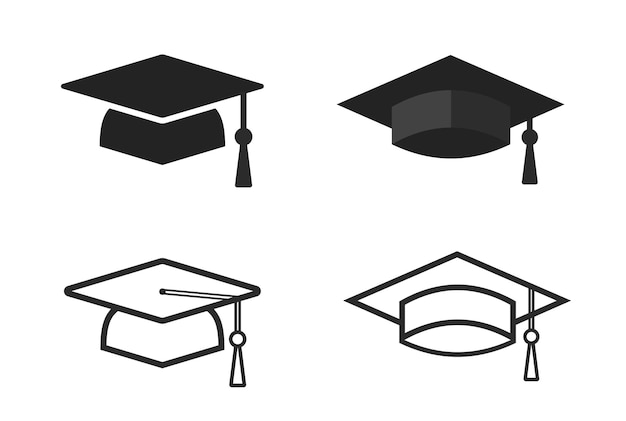 Vecteur icône de chapeau de diplôme université ou collège chapeau de diplôme icône d'étudiant vecteur de chapeau de diplôme