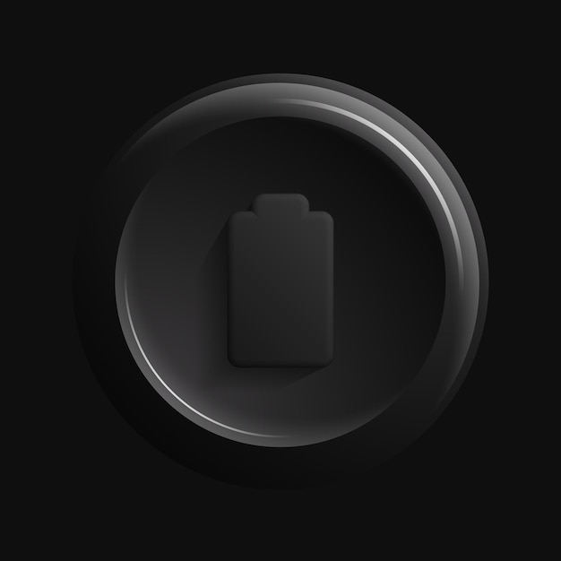 Icône de charge de batterie Total Black 3D App Button Illustration vectorielle