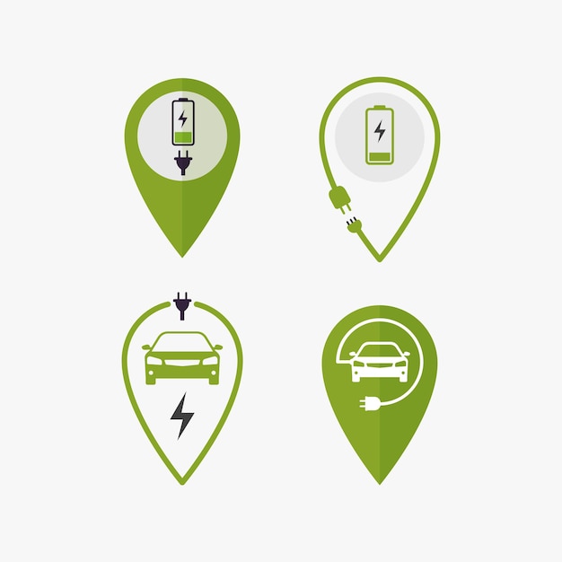 Vecteur icône de chargement de point de broche pour l'illustration de l'emplacement de chargement du véhicule électrique