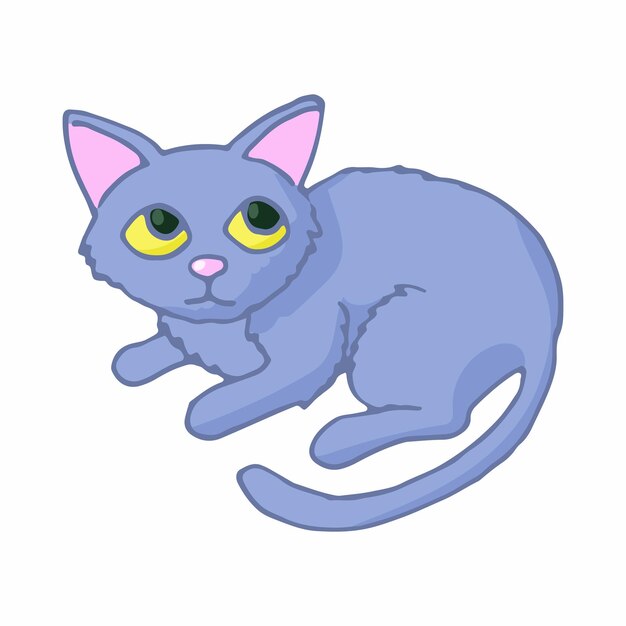 Vecteur icône de chat dans le style de dessin animé isolée sur fond blanc