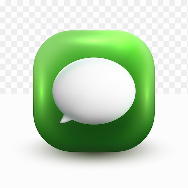 Icône De Chat Social Vert Bulles De Chat 3d Sur Fond Transparent Blanc