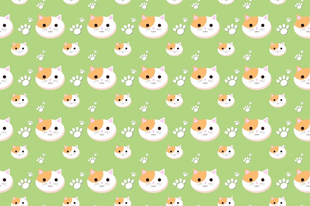 Icône Chat Tête Blanche Mignonne Avec Motif Pattes Illustration Vectorielle