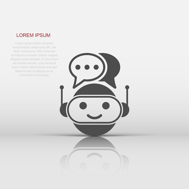 Vecteur icône de chatbot robot mignon dans un style plat illustration vectorielle de l'opérateur bot sur fond blanc isolé concept d'entreprise de personnage de chatbot intelligent