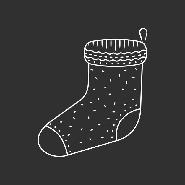 Icône De Chaussette De Noël. Illustration D'art De Ligne Vectorielle