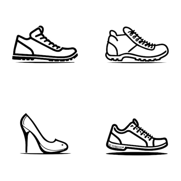 Icône de chaussures, contour noir logo vector