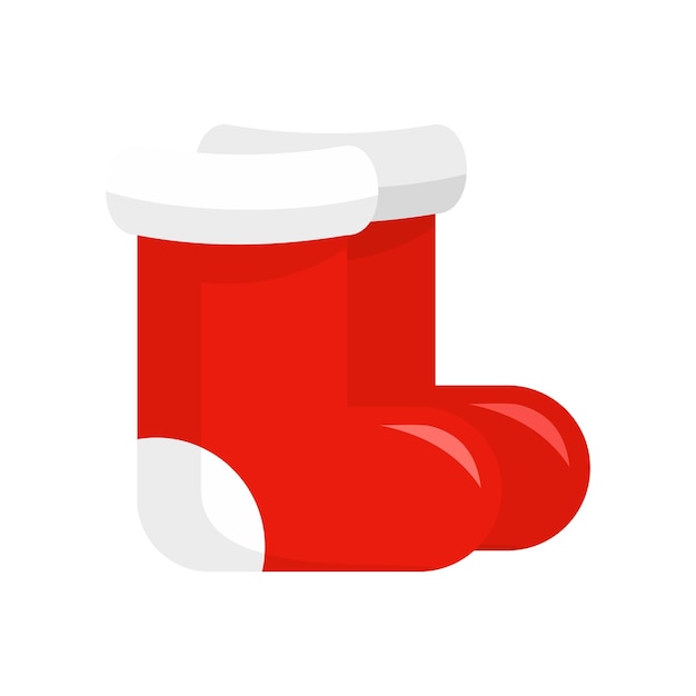 Vecteur icône de chaussures rouges de père noël illustration plate d'icône vectorielle de chaussettes rouges de père noël pour la conception de sites web