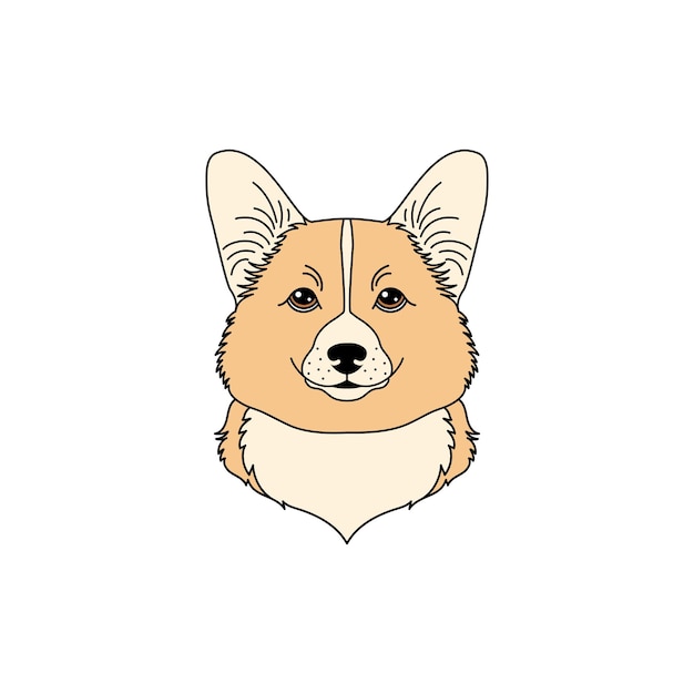 Icône de chien corgi gallois dans un style plat linéaire sur fond blanc