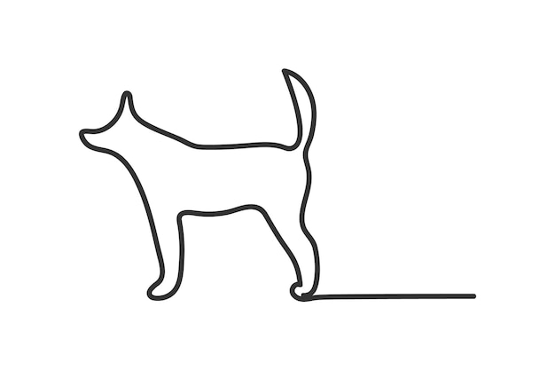 Icône de chien ligne continue Chiot silhouette simple illustration symbole vecteur animal