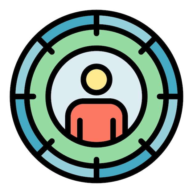 Vecteur icône de cible de l'homme contour de l'icône de vecteur de cible d'homme couleur plate isolée