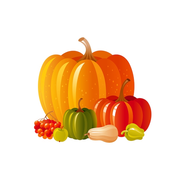 Icône de citrouille automne chute pour fête des récoltes ou le jour de thanksgiving. Illustration d'automne dessin animé avec des légumes