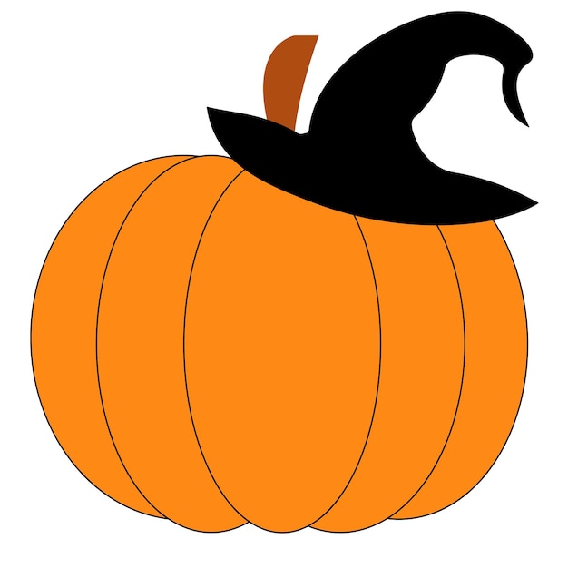 Icône de citrouille d'Halloween Symbole d'automne vectoriel Design plat Citrouille effrayante d'Halloween avec sourire visage heureux Silhouette de courge orange isolée sur fond blanc Illustration colorée de dessin animé