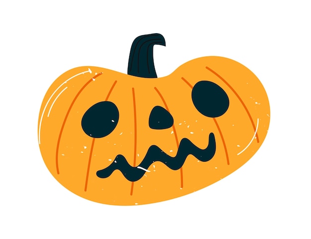 Icône de citrouille d'Halloween Symbole d'automne vectoriel Design plat Citrouille effrayante d'Halloween avec sourire visage heureux Silhouette de courge orange isolée sur fond blanc Illustration colorée de dessin animé