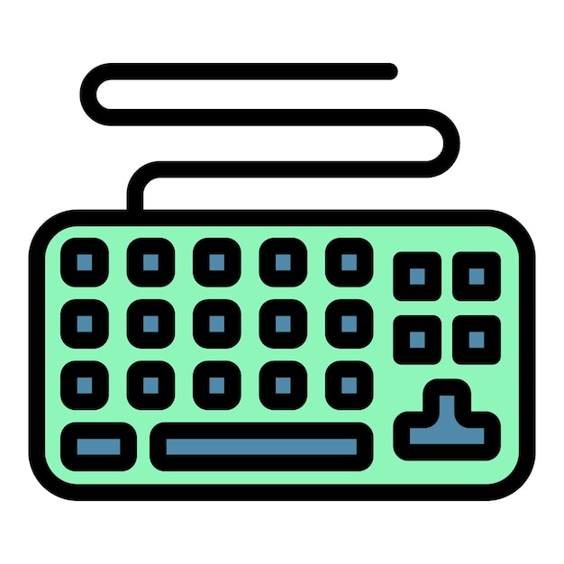 Icône de clavier de jeu Contour de la couleur de l'icône vectorielle du clavier de jeux plat isolé