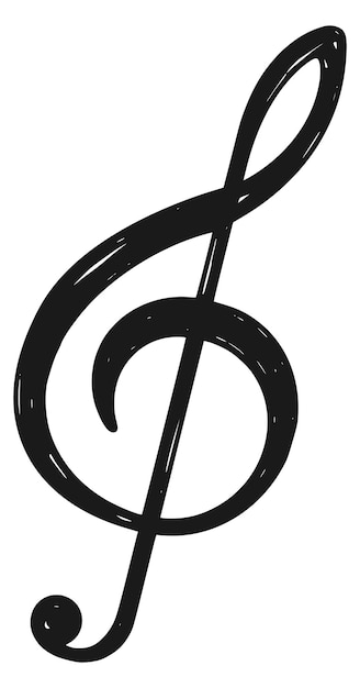 Vecteur icône de clé de sol signe de musique noire symbole de mélodie