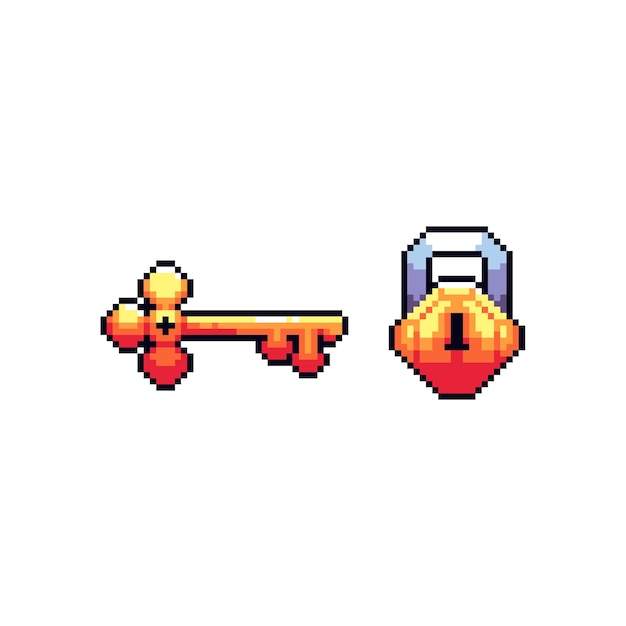 icône de clé et de verrou à pixels
