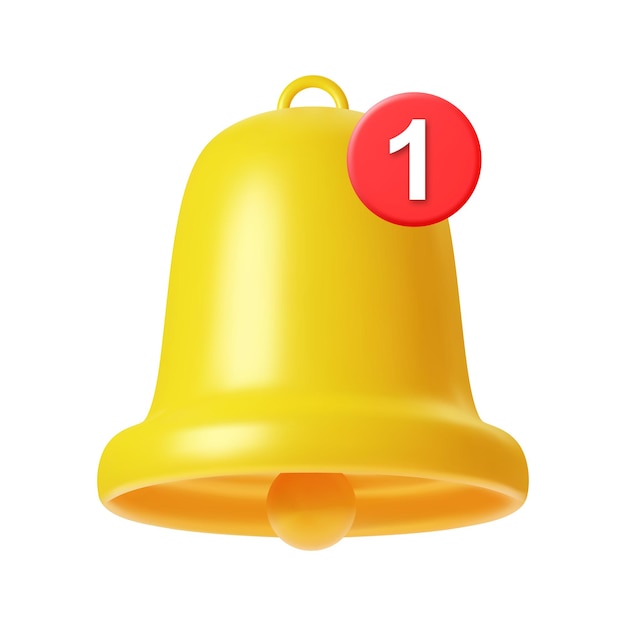 Icône de cloche de notification 3D
