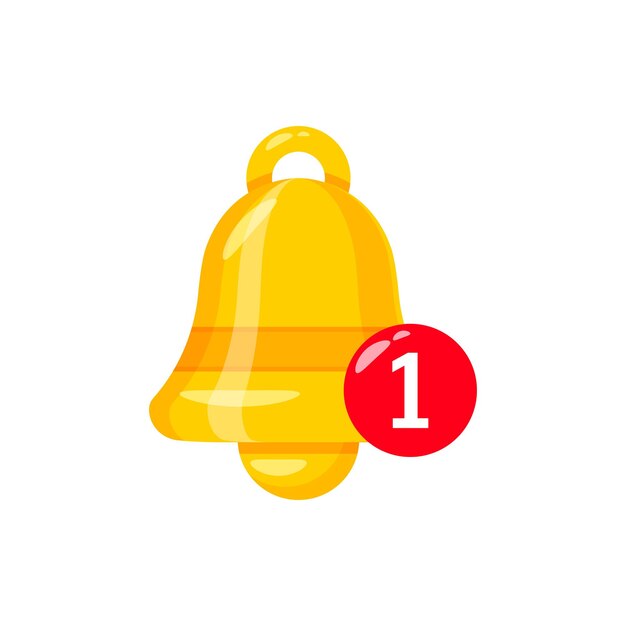 Icône de cloche de notification dans un style plat illustration vectorielle de message de boîte de réception entrante sur fond isolé concept d'entreprise de signe de cloche de sonnerie