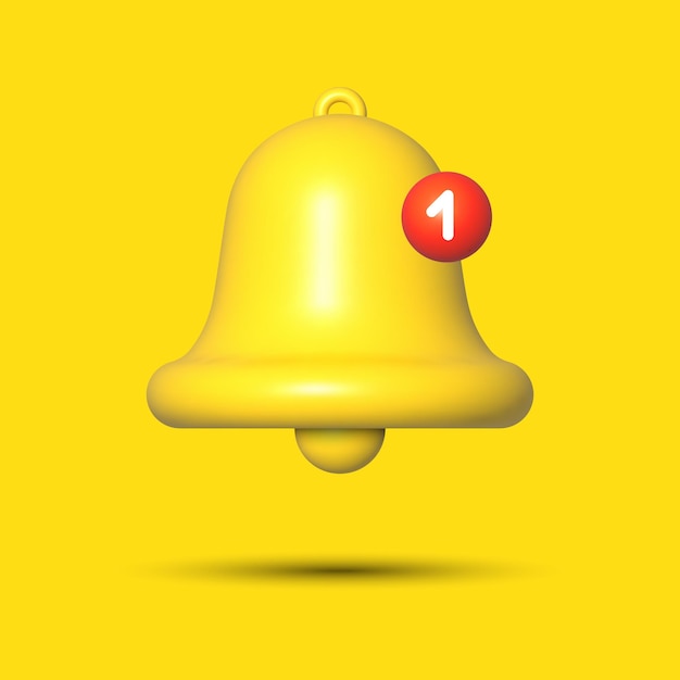 icône de cloche de notification sur fond jaune avec illustration vectorielle de rappel
