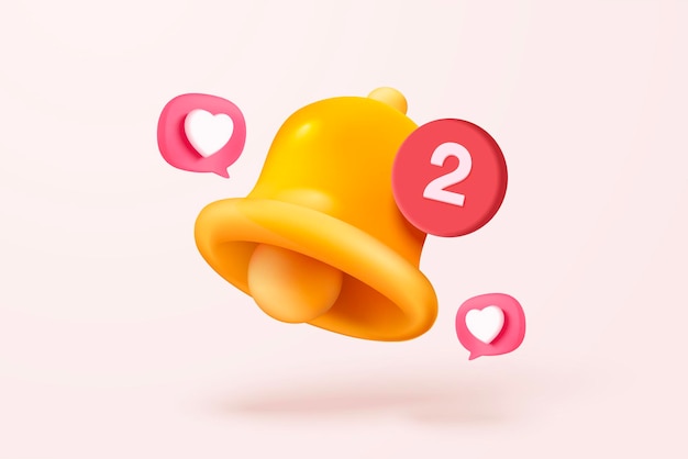 Vecteur icône de cloche de notification minimale 3d avec discours de notification à bulle push sur fond pastel nouveau concept d'alerte pour l'élément de médias sociaux icône d'alarme de cloche 3d pour l'illustration de rendu vectoriel de message