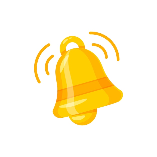 Icône de cloche de notification en style plat Illustration vectorielle de message de boîte de réception sur un fond isolé Concept d'entreprise de cloche sonore
