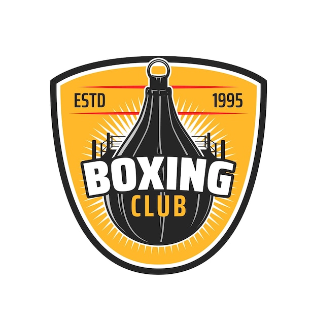 Icône De Club De Boxe Avec Ring De Boxe Sac De Boxe