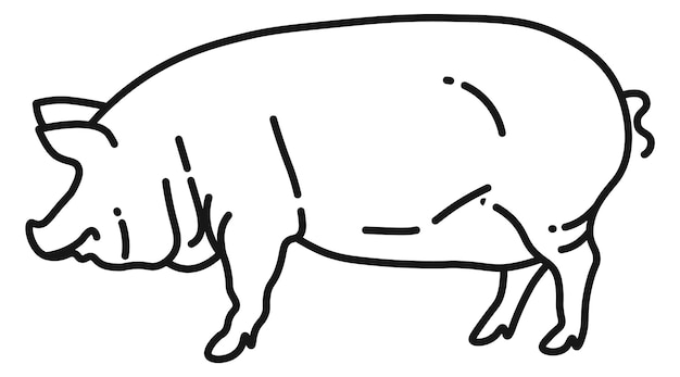 Icône De Cochon Symbole D'animal De Ferme De Ligne Noire