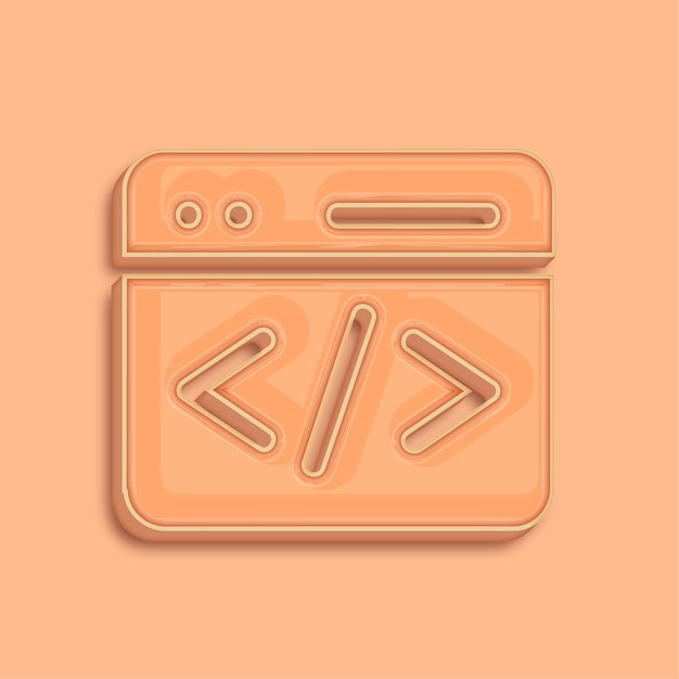 Icône de codage de couleur moderne 3D Peach Fuzz avec arrière-plan