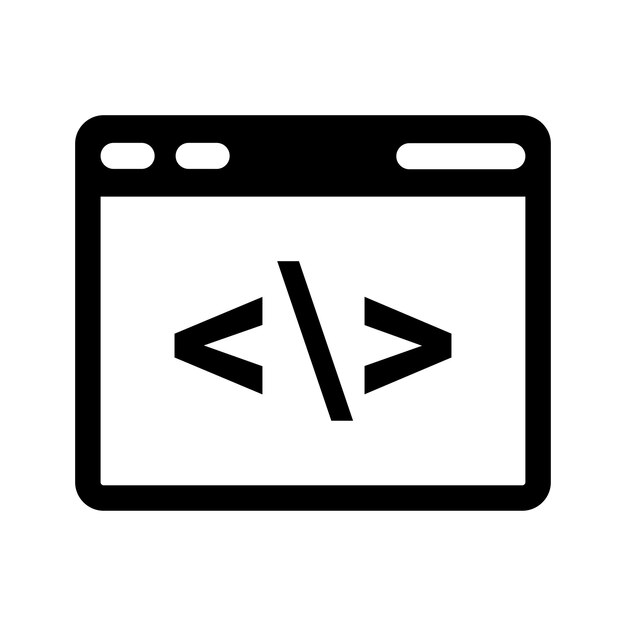 Icône de code de programmation Graphiques vectoriels noirs