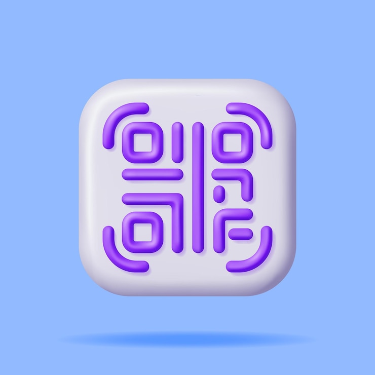 Vecteur icône de code qr 3d isolée