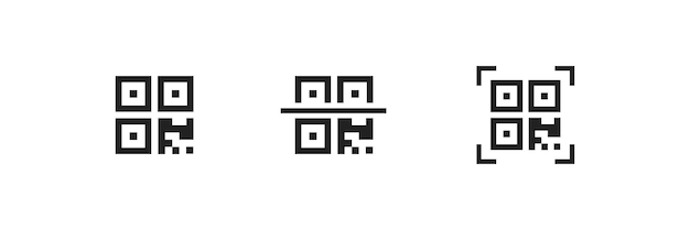 Icône de code Qr Symbole de numérisation Qrcode Signe Web de ligne de scanner mobile en vecteur plat