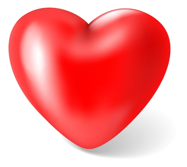 Vecteur icône de cœur 3d symbole d'amour rouge rendu isolé sur fond blanc