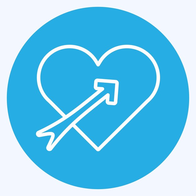 Icône Cœur avec flèche adapté au symbole de mariage style yeux bleus design simple modifiable