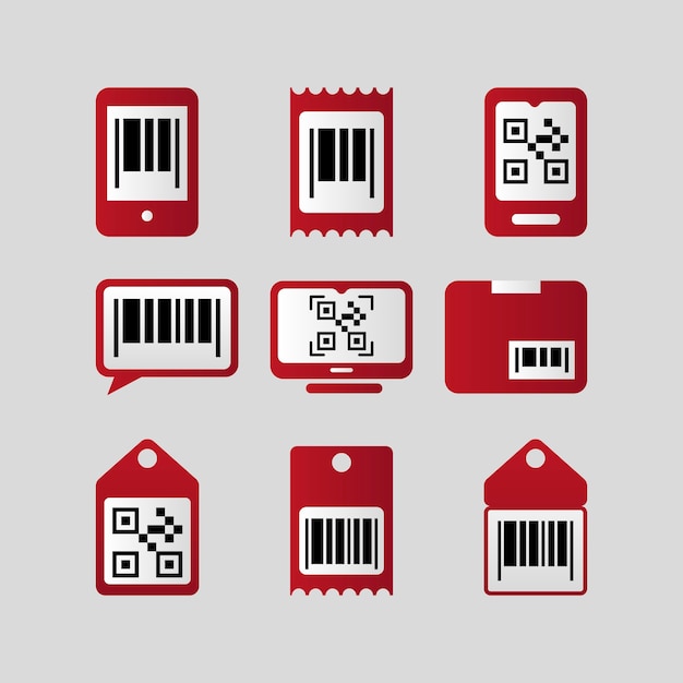 Icône de collection de codes à barres réalistes