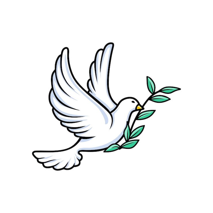 Vecteur l'icône de la colombe et de la branche de la journée mondiale de la paix isolée