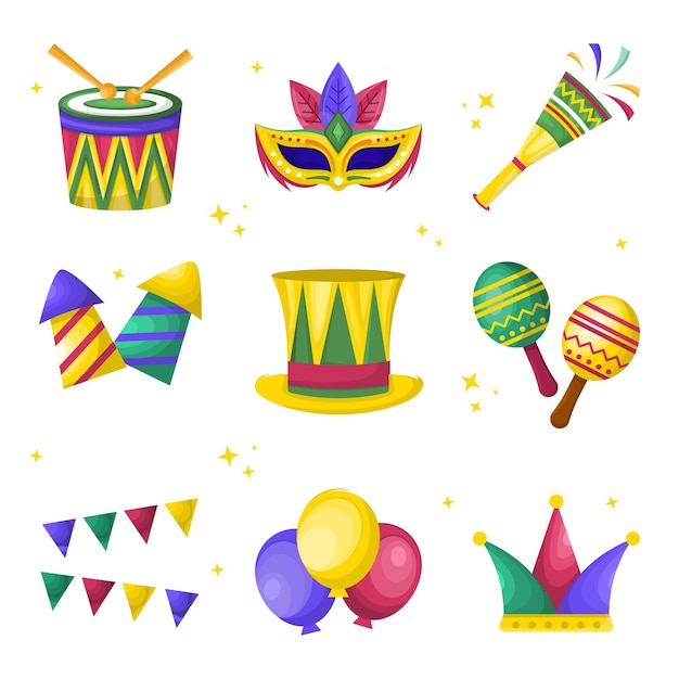 Icône colorée du carnaval du Mardi Gras