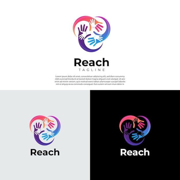 Vecteur icône colorée de signe de symbole de modèle de logo de charité sociale de main