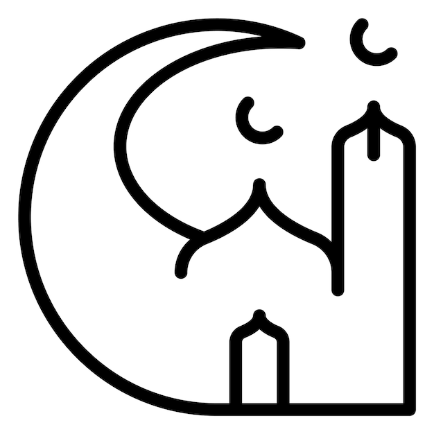 Vecteur icône commerciale moderne et plate de haute qualité de la lune croissante et de la mosquée sur un fond isolé