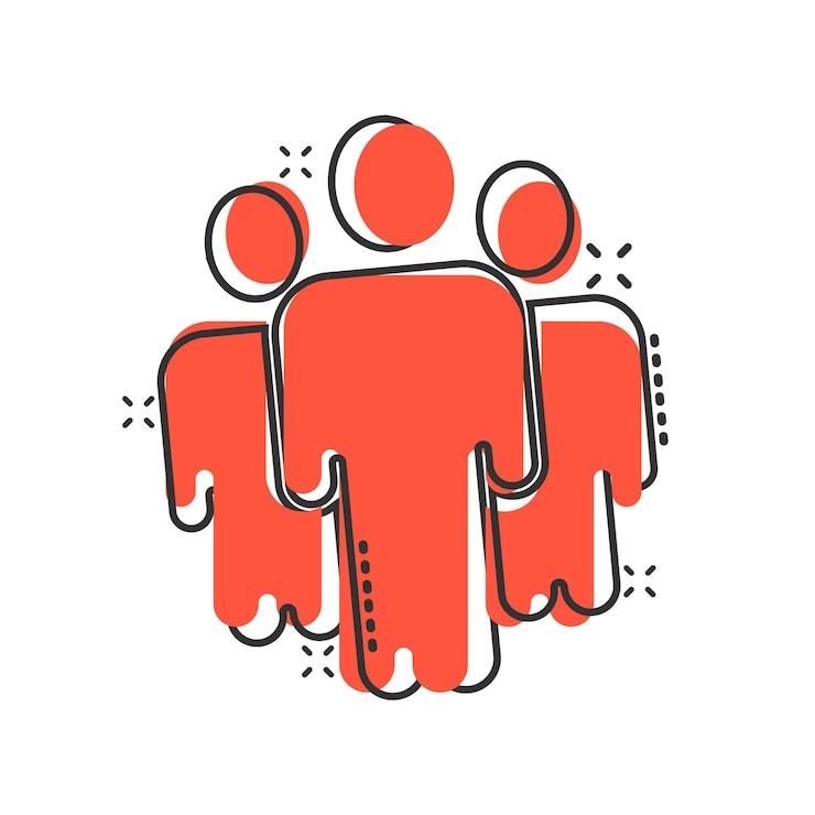 Vecteur icône de communication de personnes dans le style de bande dessinée personnes illustration vectorielle de dessin animé sur fond blanc effet d'éclaboussure de partenariat concept d'entreprise