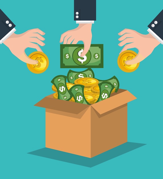 Icône de concept d&#39;épargne crowdfunding