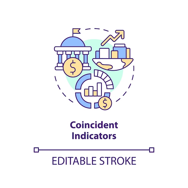 Icône de concept d'indicateurs coïncidents