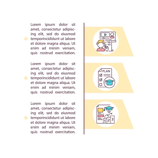 Vecteur icône de concept de programme d'études à jour avec illustration de texte