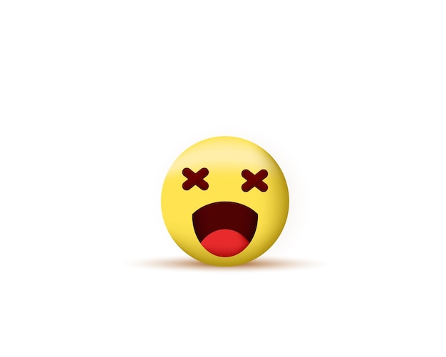 Icône de conception 3D emoji de sourire mignon jaune réaliste isolé sur