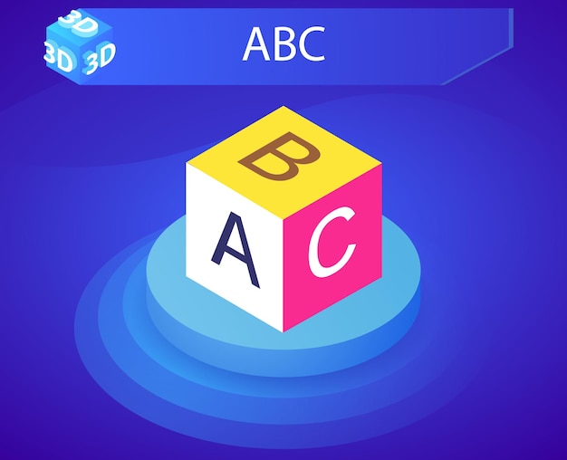 Vecteur icône de conception isométrique abc illustration vectorielle web 3d concept coloré